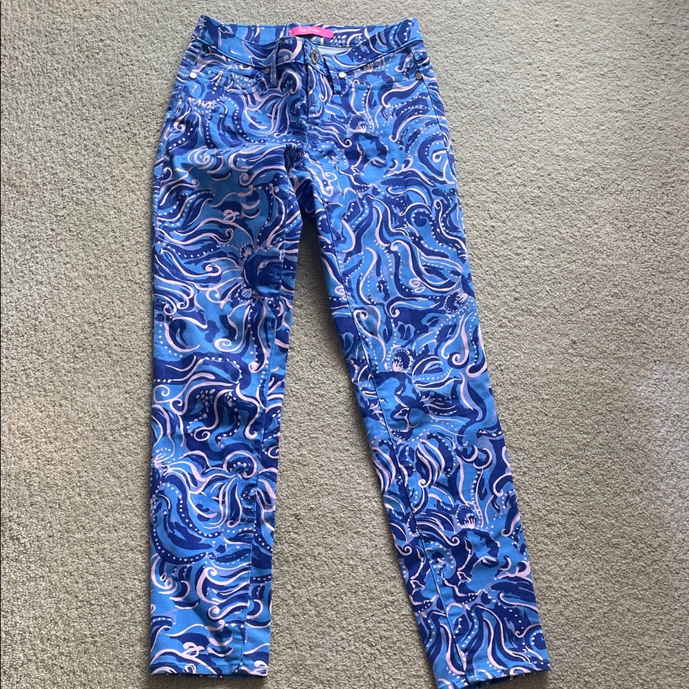 Blue and White Patterned Pants